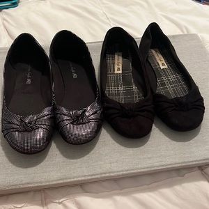 [2 pair] American Eagle Black and Silver Slip-on Ballet Flat Shoes — Size 9